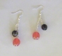 Boucles d'oreille fantaisie perle noire et orange