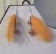 Boucles d'oreille fantaisie plume et perle orange