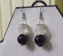 Boucles d'oreille fantaisie perles noir et blanc