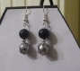 Boucles d'oreille fantaisie perle noire et grise nacrée