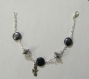 Bracelet fantaisie sur chaine maillon argentée et perles