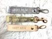 Porte-clef personnalisée en cuir - porte-clé avec nom - porte-clef doré