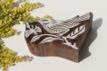 Tampon batik indien oiseau en bois sculpté à la main, pochoir - btm4