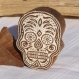 Tampon batik indien tête de mort en bois sculpté à la main, pochoir - btm39