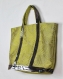 Vanessa bruno style sac cabas veritbales paillettes rondes gris argenté sur tissu imprimé feuilles citron vert