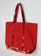 Vanessa bruno style grand sac cabas en toile de coton rouge aux paillettes rouges