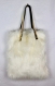 Sac cabas fourrure blanche anses cuir doré sac fourre tout fourrure cadeau de noel sac hiver tendance sac à main peau de bête cadeau anniv