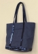 Vanessa bruno style sac cabas lin enduit bleu marine aux veritables paillettes bleues marines sac de plage