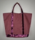 Vanessa bruno style sac cabas lin enduit prune sequins prune  femme paillettes sac cabas lin paillettes prune