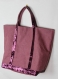 Vanessa bruno style sac cabas lin enduit prune sequins prune  femme paillettes sac cabas lin paillettes prune