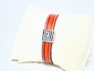 Bracelet manchette en cuir orange et rouge *br818 