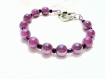 Bracelet violet noir et argent en perles de verre 