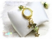 Montre dorée perles  verre style italien vert m147