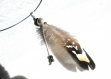 Collier ras de cou country /indien plumes et perles co698