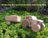 Tracteur moderne 12 cm  + remorque  en bois massif 