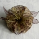 Grande barrette fleur en tissu & plume et perles 031*