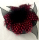 Broche fleur en organza noir, plumes et perles