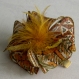 Barrette fleur en tissu & plume et perles 049