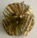 Petite barrette fleur en tissu & plumes et perles 049 - motif abstrait