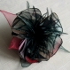 Broche fleur en tissu & plumes et perles 006*