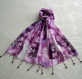 Foulard & perles ref. 061 - motif lys violet