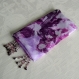 Foulard & perles ref. 061* - motif lys violet