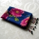 Foulard & perles ref. 063 - motif fleurs de jardin