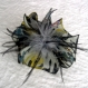 Petite barrette fleur en tissu & plumes et perles 065