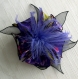 Broche fleur en tissu & plumes et perles 065