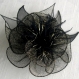 Broche fleur noire/dorée en tulle, plumes et perles