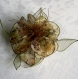 Grande barrette fleur en tissu & plume et perles 031*
