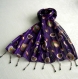 Foulard & perles violet ref. 071 - motif shpères