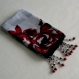 Foulard & perles ref. 082 - motif roses rouges