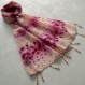 Foulard & perles ref. 085 - motif fleuri rose