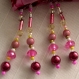 Foulard & perles ref. 085* - motif fleuri rose