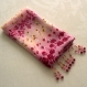 Foulard & perles ref. 085* - motif fleuri rose