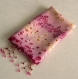Foulard & perles ref. *085 - motif fleuri rose