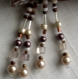 Foulard & perles ref. 091 - motif discret en beige et blanc