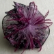 Petite barrette fleur en tissu & plumes et perles 099