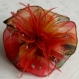 Petite barrette fleur en tissu & plumes et perles 100