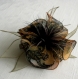 Grande barette fleur en tissu & plumes et perles 100