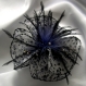Petite barrette fleur en tissu & plumes et perles 101