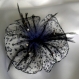 Petite barrette fleur en tissu & plumes et perles 101