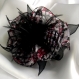 Grande barette fleur en tissu & plumes et perles 105