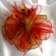 Petite barrette fleur en tissu & plumes et perles 109
