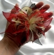 Grande barette fleur en tissu & plumes et perles 109