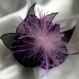 Broche fleur en tissu & plumes et perles 110