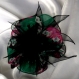 Broche fleur en tissu & plumes et perles 112