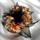 Grande barette fleur en tissu & plumes et perles 113