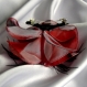 Petite barrette fleur en tissu & plumes et perles 117